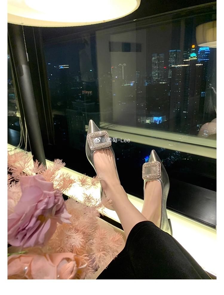Rhinestone Flats Buckled Pointy