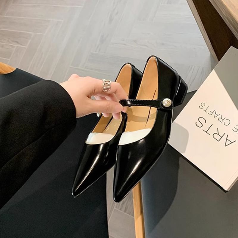 Mary Heel Low Pointy Pumps Jane