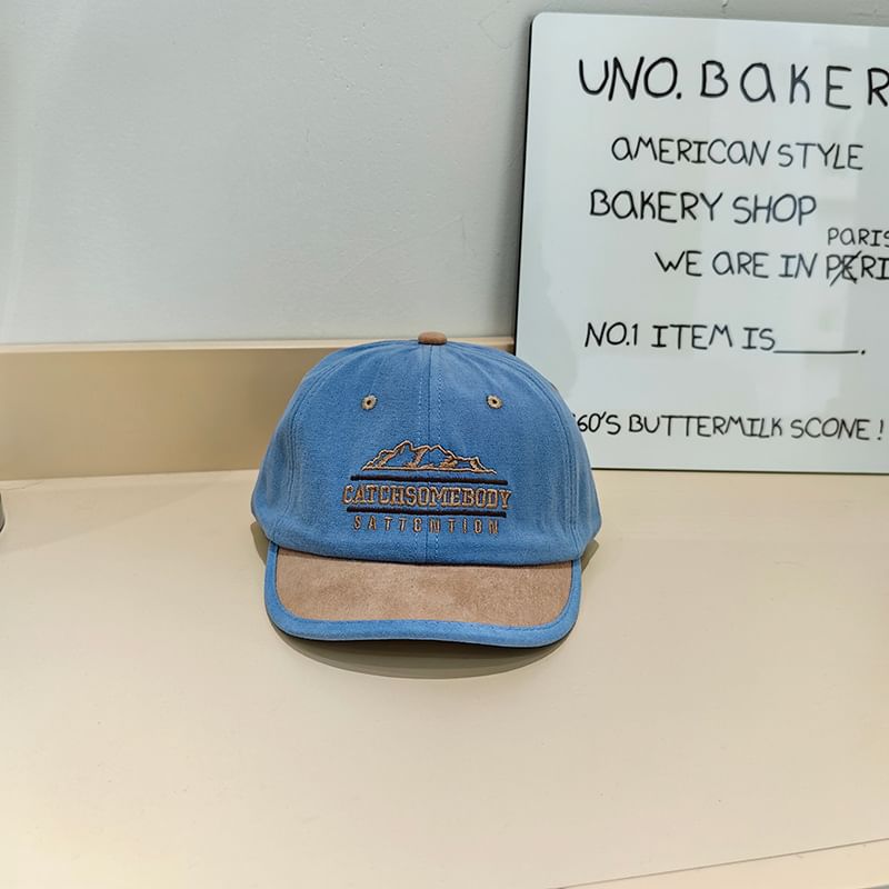 Panel Lettering Embroidered Brim Cap Short Color