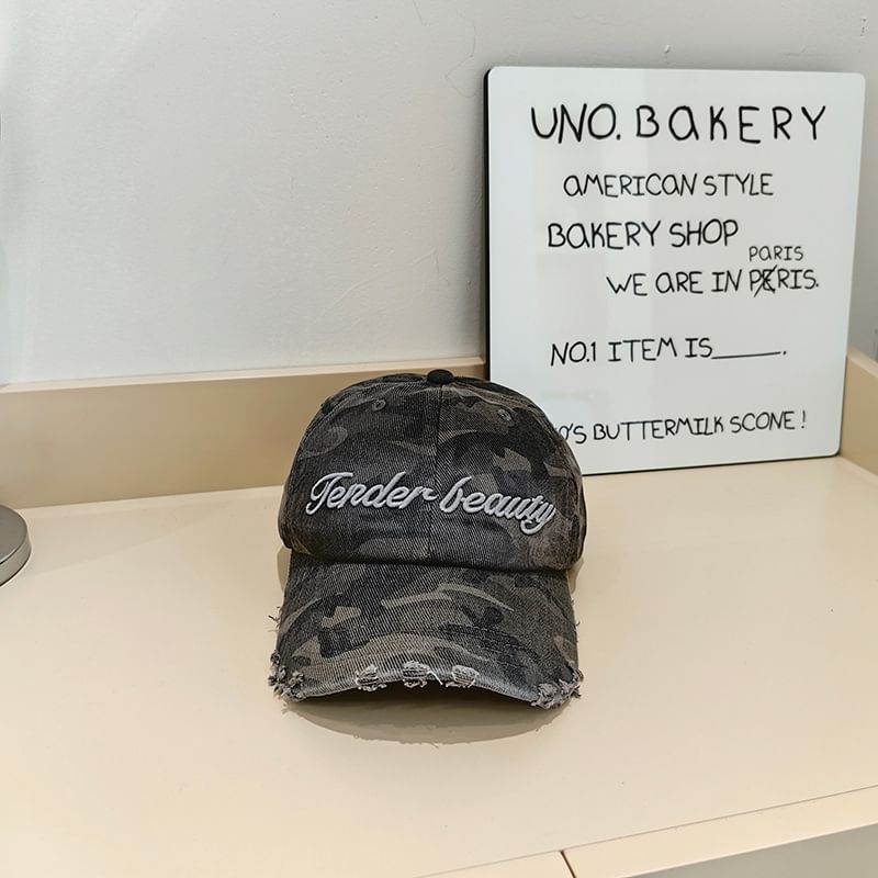 Baseball Distressed Embroidered Cap Lettering