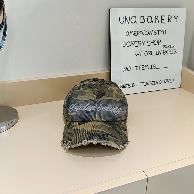 Baseball Distressed Embroidered Cap Lettering