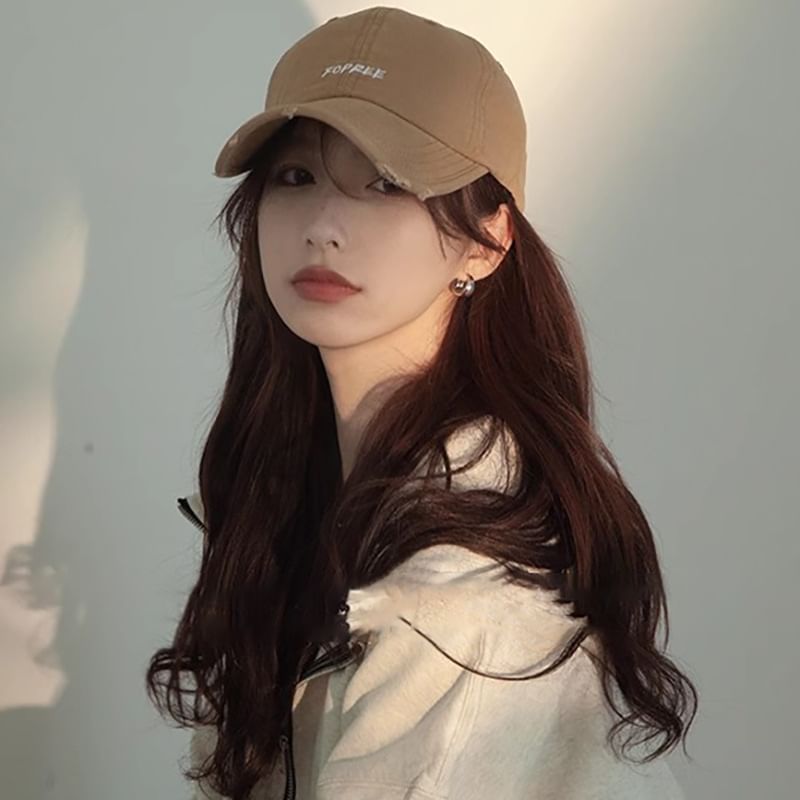 Distressed Lettering Cap Embroidered Baseball