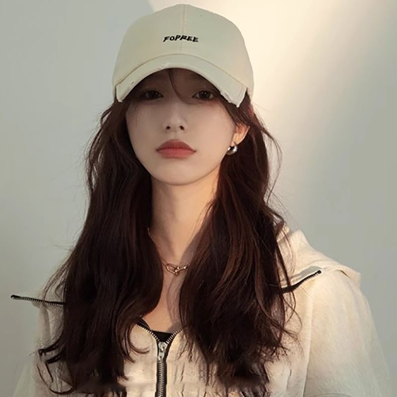 Distressed Lettering Cap Embroidered Baseball