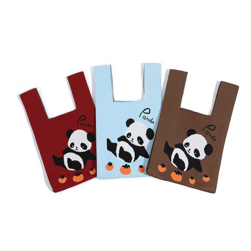 Panda Bag Tote Jacquard Knit