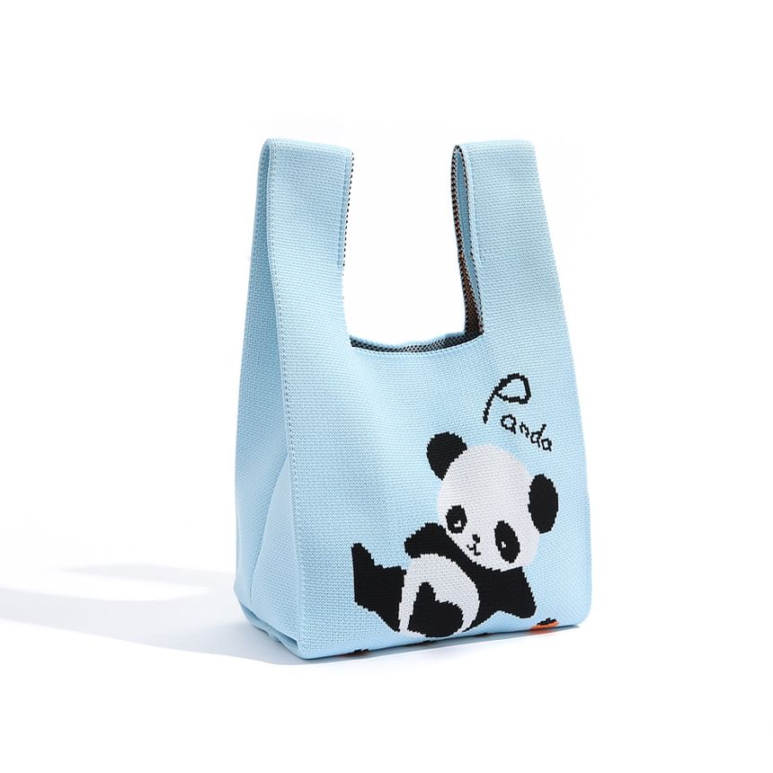 Panda Bag Tote Jacquard Knit