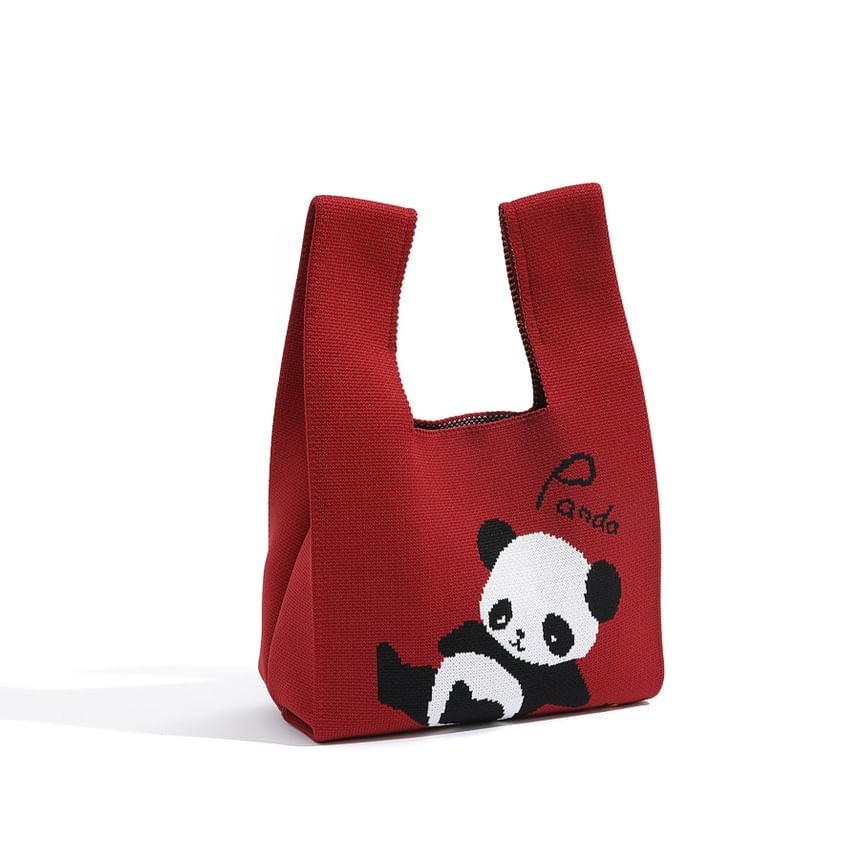 Panda Bag Tote Jacquard Knit