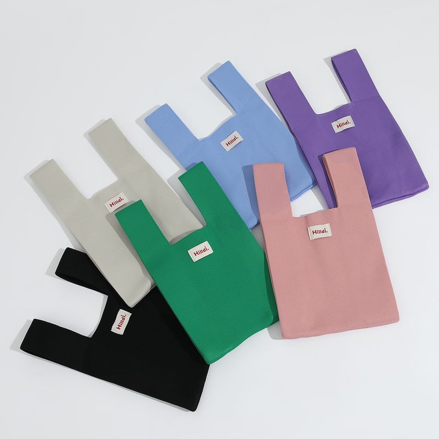 Tote Applique Lettering Bag Knit