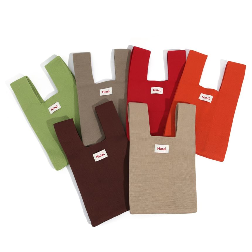 Tote Applique Lettering Bag Knit