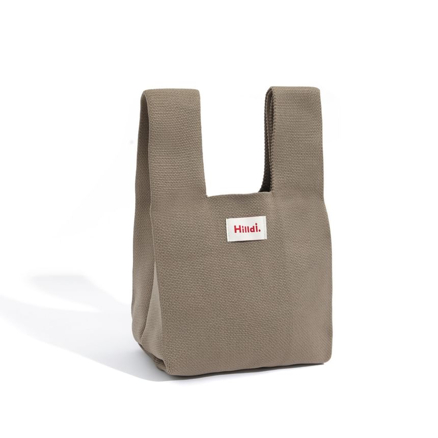 Tote Applique Lettering Bag Knit