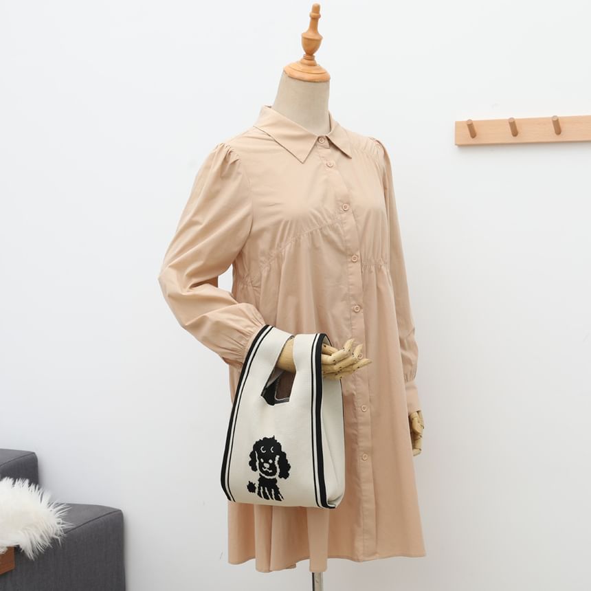 Dog Knit Bag Tote Jacquard