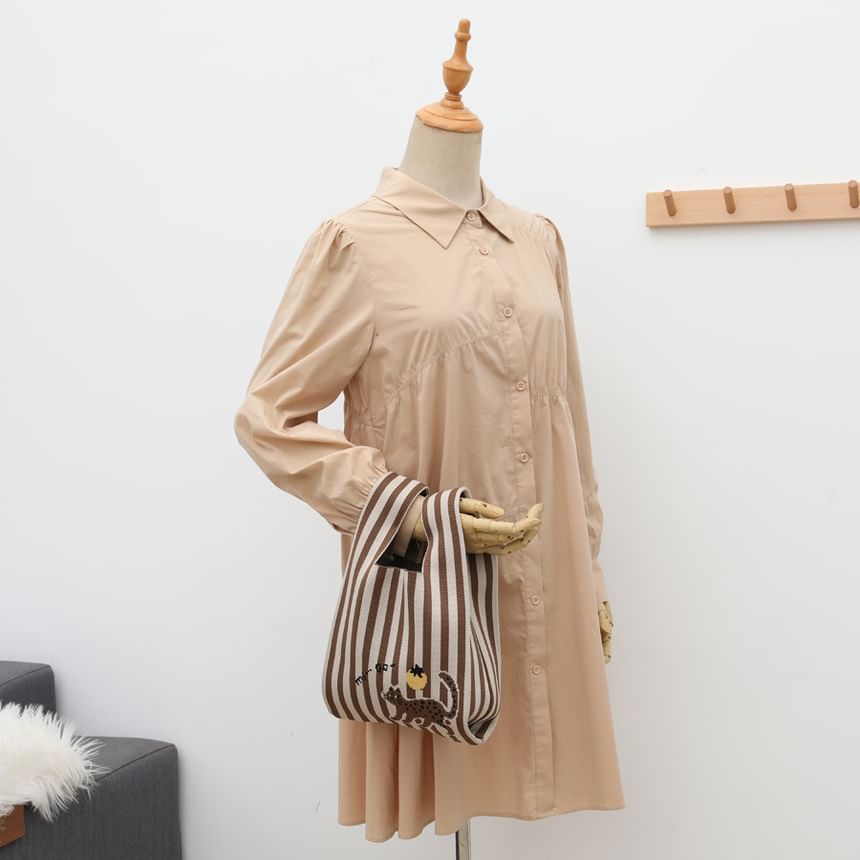 Knit Cat Bag Tote Jacquard