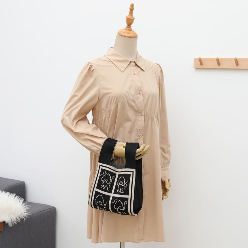 Jacquard Tote Dog Knit Bag