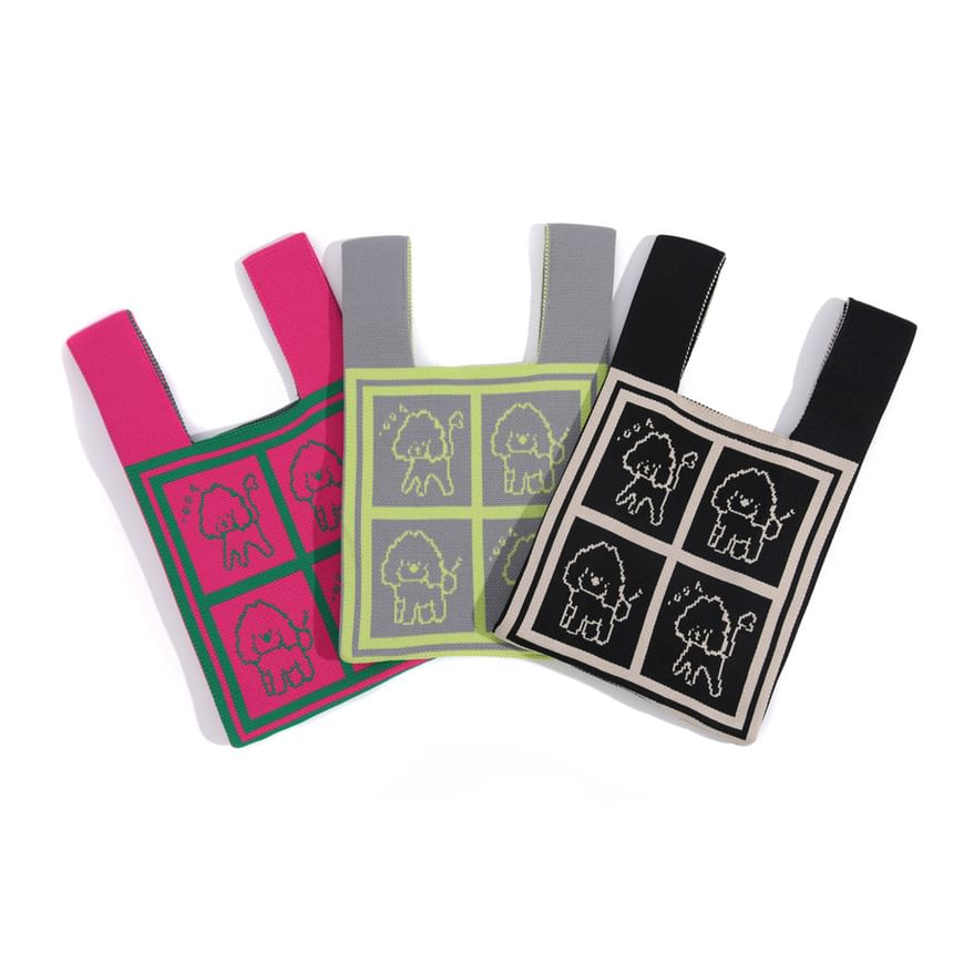 Jacquard Tote Dog Knit Bag