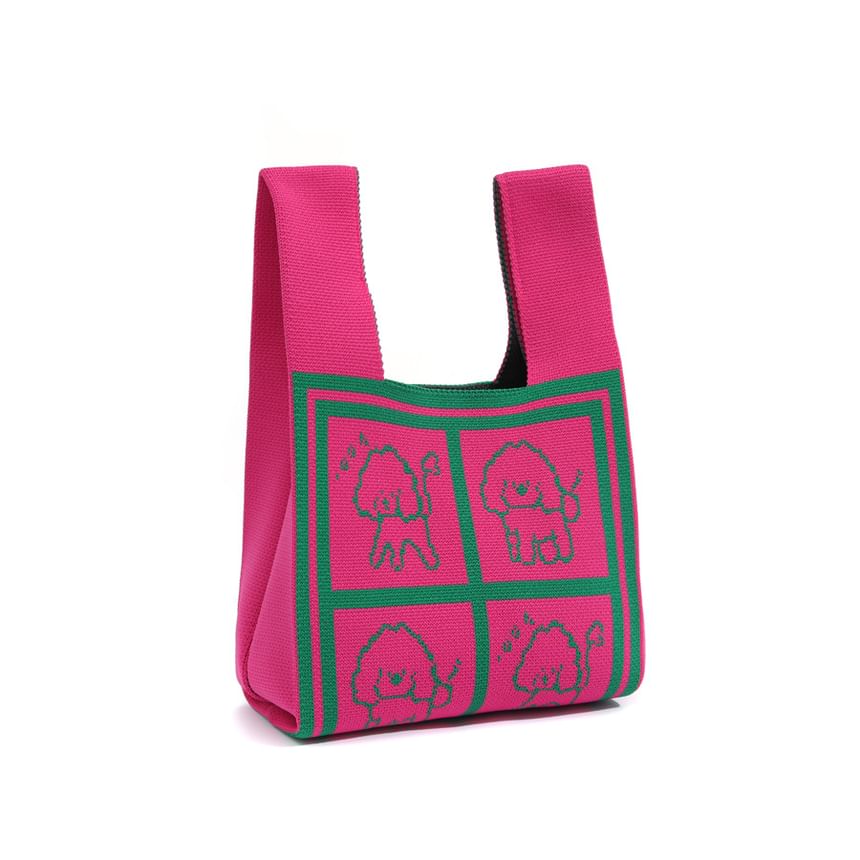 Jacquard Tote Dog Knit Bag