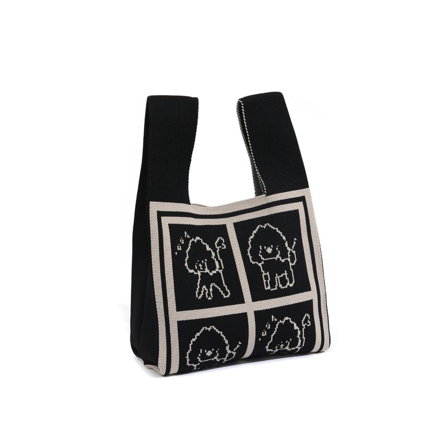 Jacquard Tote Dog Knit Bag
