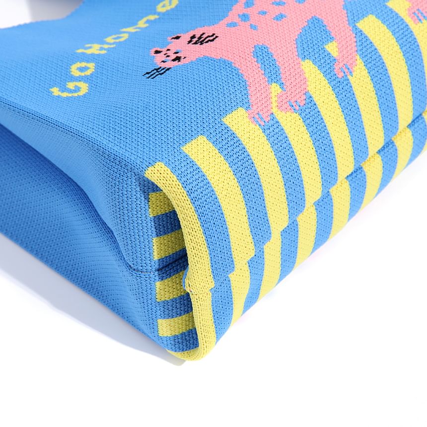 Knit Jacquard Cartoon Tote Bag