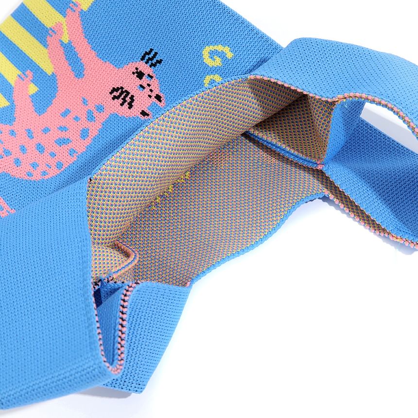 Knit Jacquard Cartoon Tote Bag