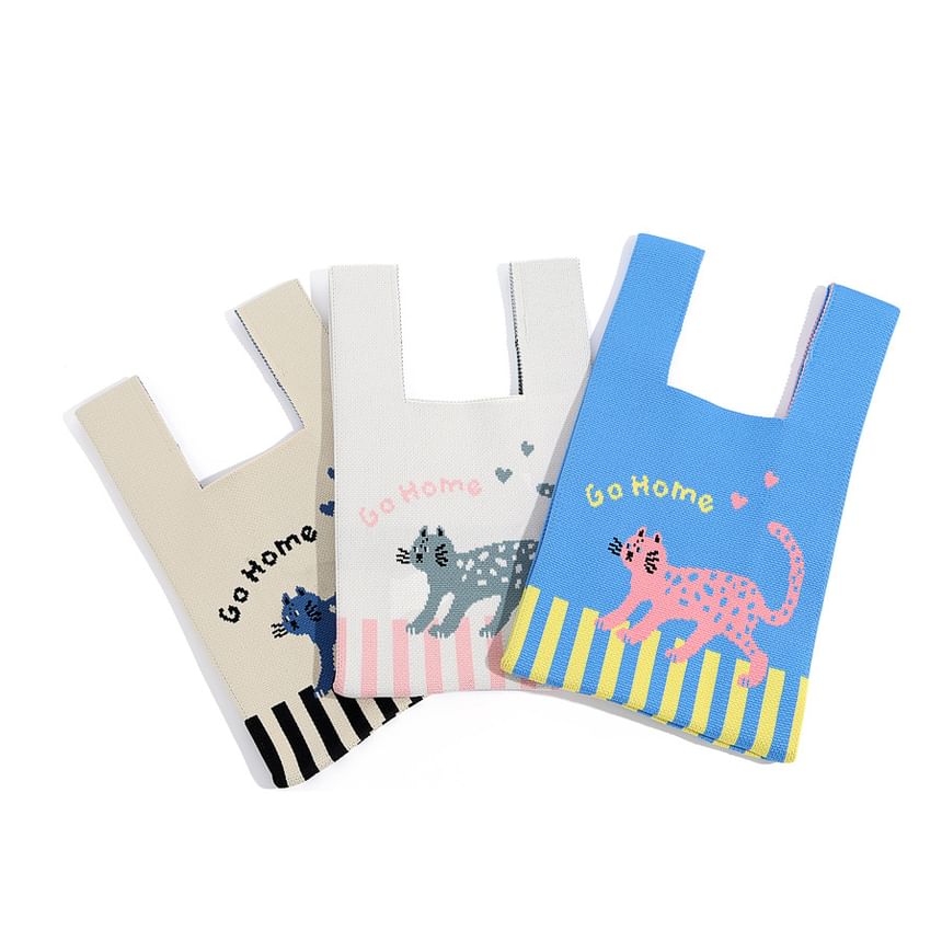 Knit Jacquard Cartoon Tote Bag