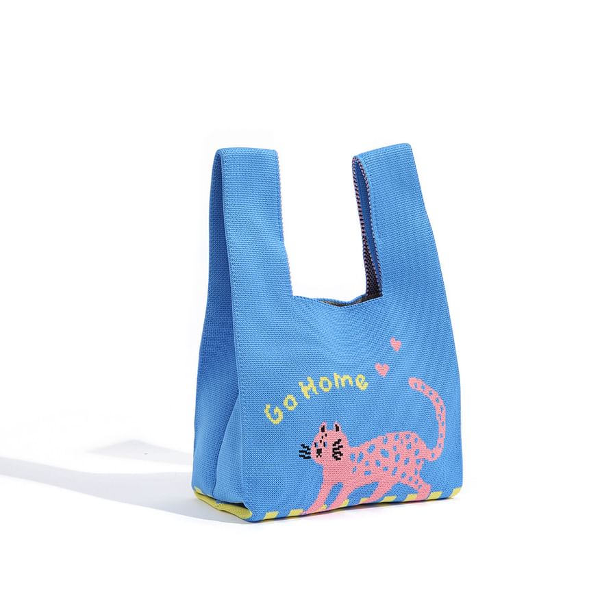 Knit Jacquard Cartoon Tote Bag