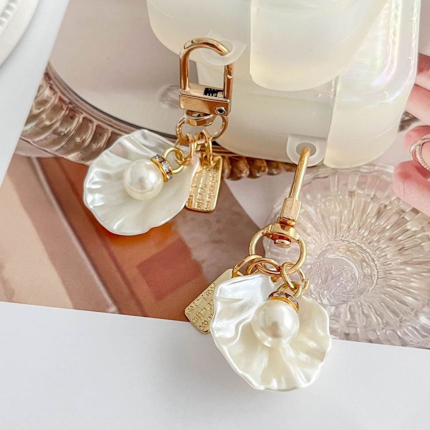 Skin Charm Pro Texture Shell Stripe Pearl With / Case Earphone AirPods White