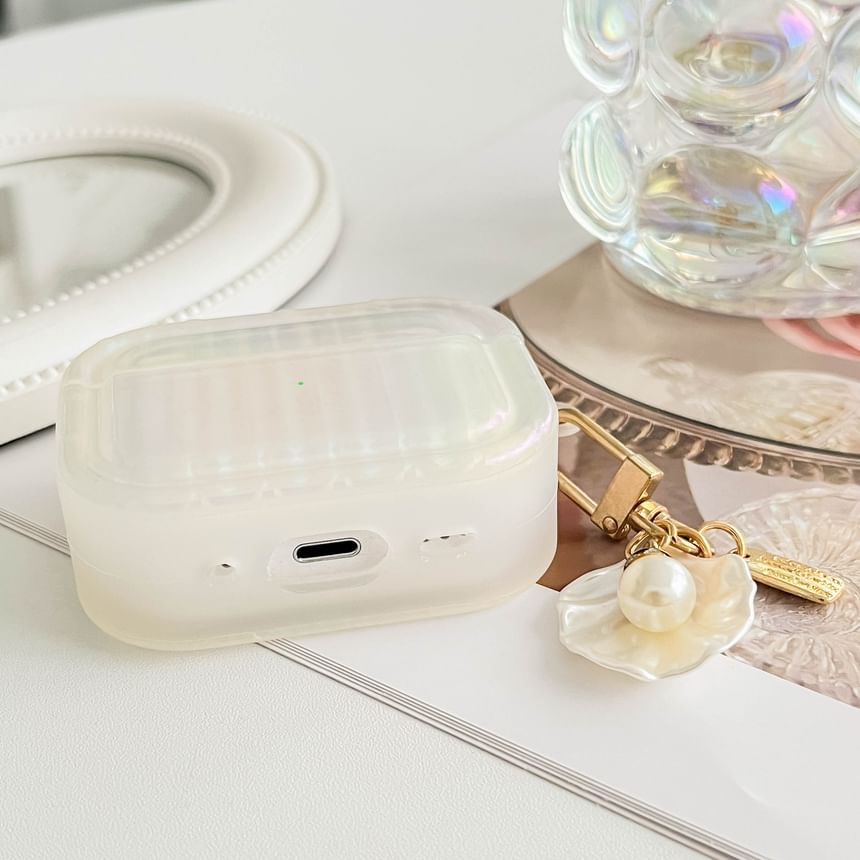 Skin Charm Pro Texture Shell Stripe Pearl With / Case Earphone AirPods White