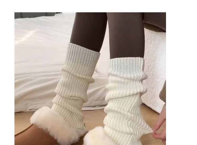 Plain Ribbed Knee Leg Warmers / Set