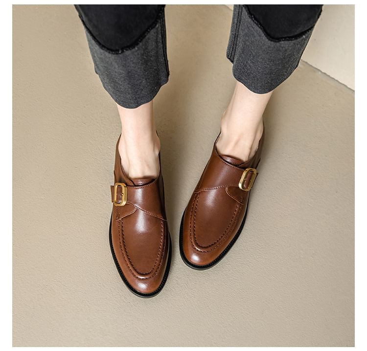 Leather Strap Faux Shoes Monk
