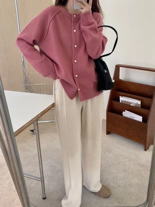 Plain Cardigan Button-Up