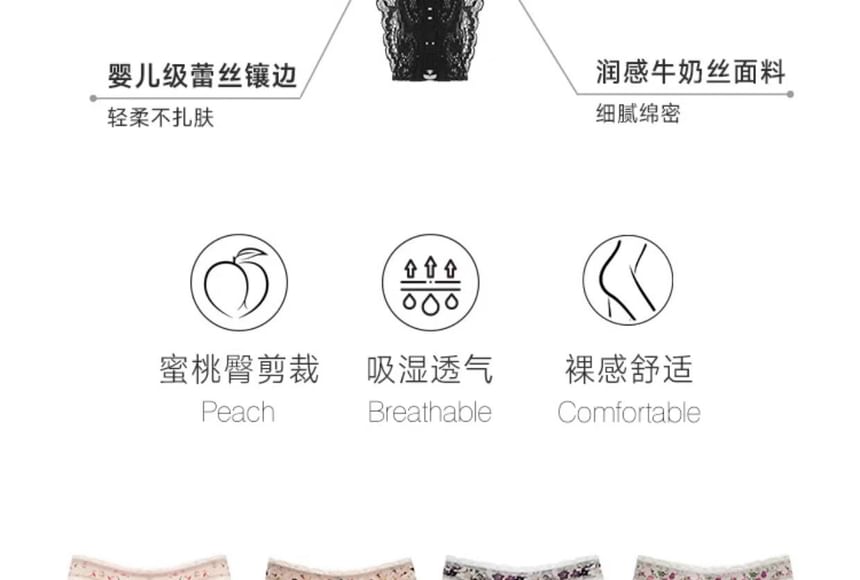 Print Thongs Lace Set: