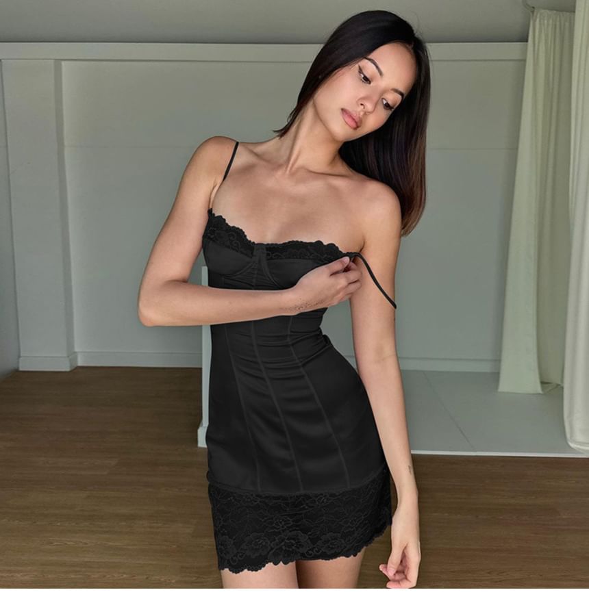 Mini Lace Strap Dress Spaghetti