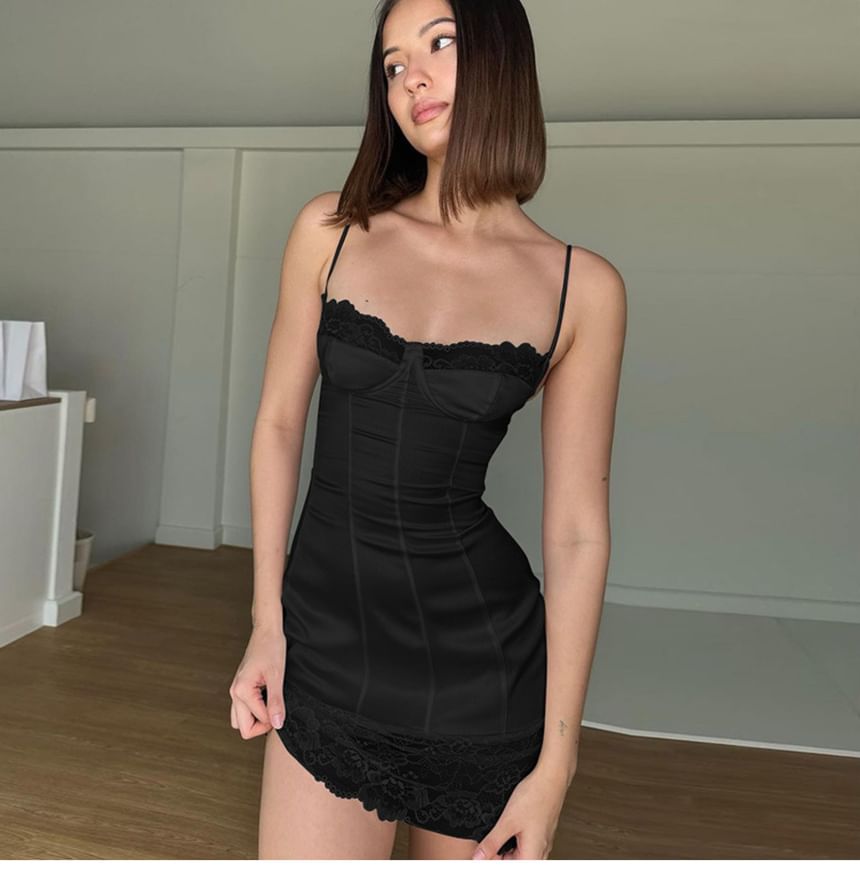 Strap Dress Lace Spaghetti Mini