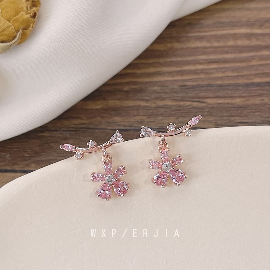 Floral Alloy Ear Rhinestone Cuff