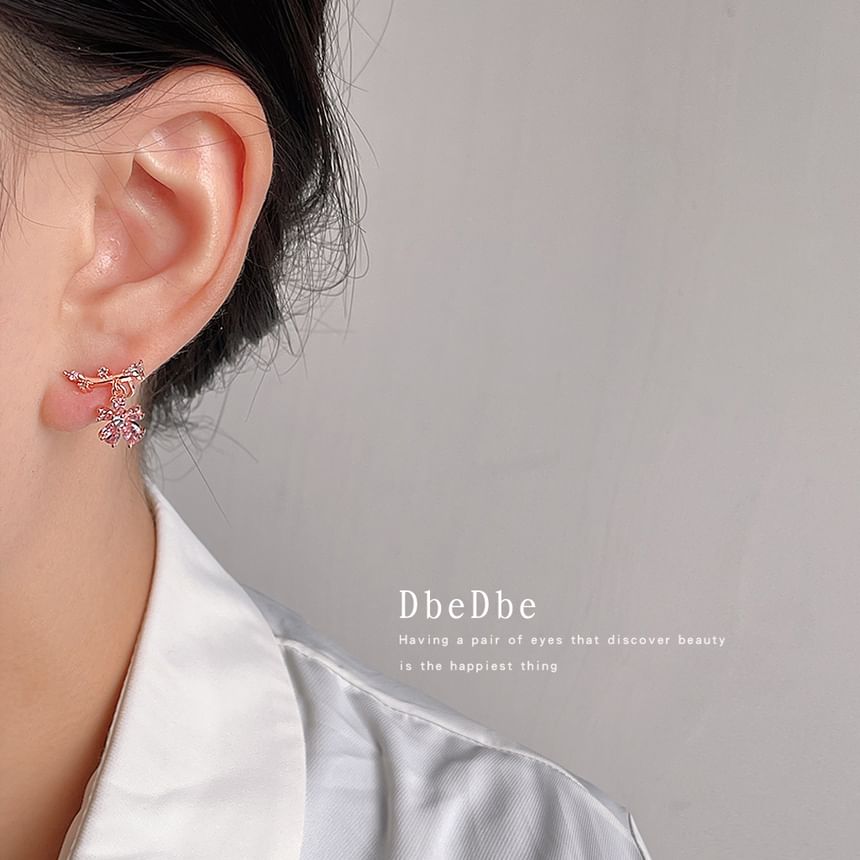 Floral Alloy Ear Rhinestone Cuff