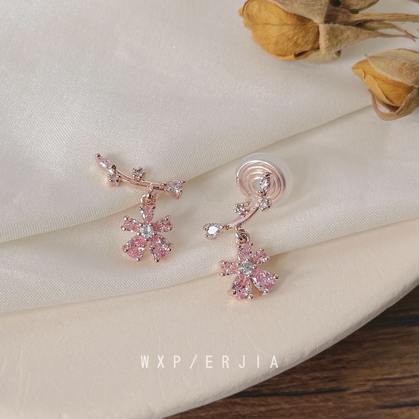 Floral Alloy Ear Rhinestone Cuff