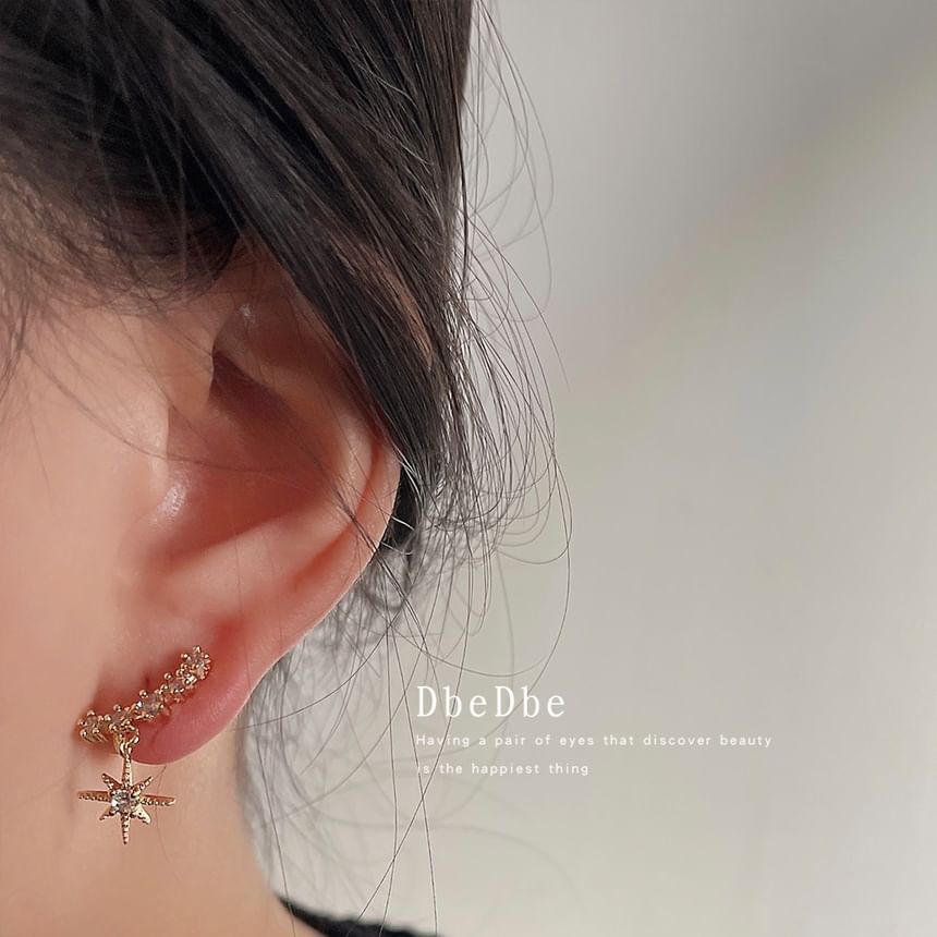 Cuff Drop Rhinestone Star Alloy Earring