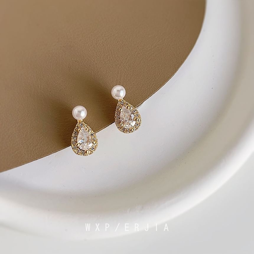 Cuff Pearl Rhinestone Ear Faux Droplet Alloy