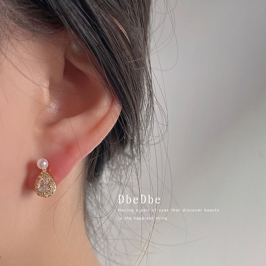 Cuff Pearl Rhinestone Ear Faux Droplet Alloy