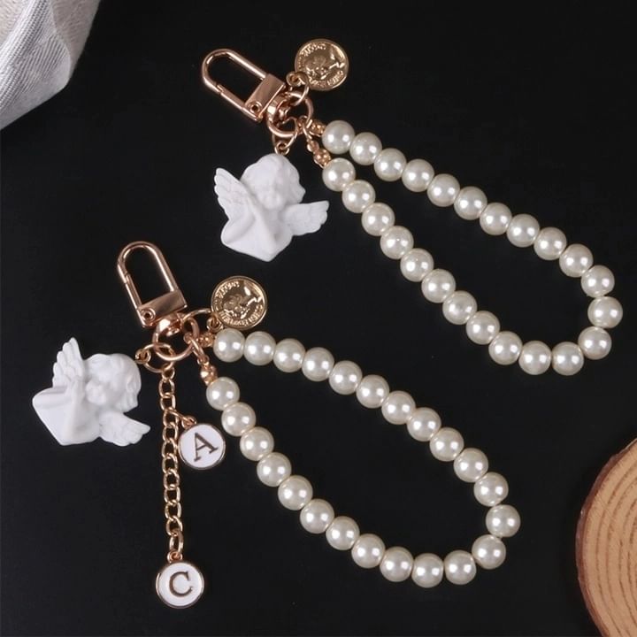 Angel Faux Alloy / Faux Pearl Bag Charm Keyring (Various Designs)