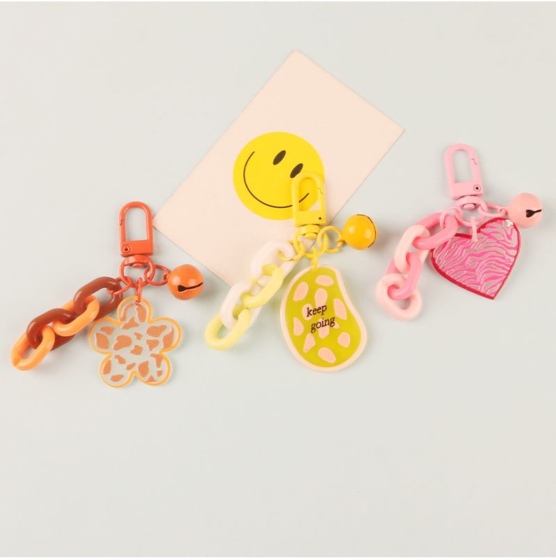 Acrylic Bell Chunky Chain Bag Charm Keyring (Various Designs)