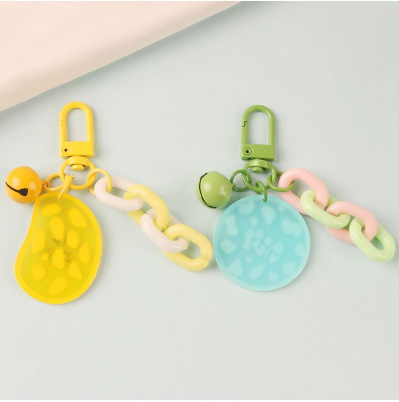 Acrylic Bell Chunky Chain Bag Charm Keyring (Various Designs)