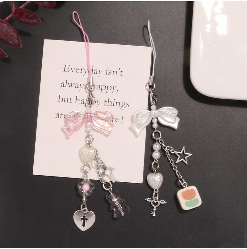 Bow Acrylic Alloy Phone Charm (Various Designs)