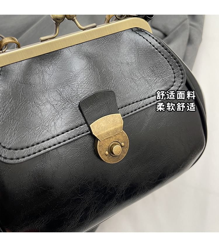 Crossbody Leather Faux Bag Clasped