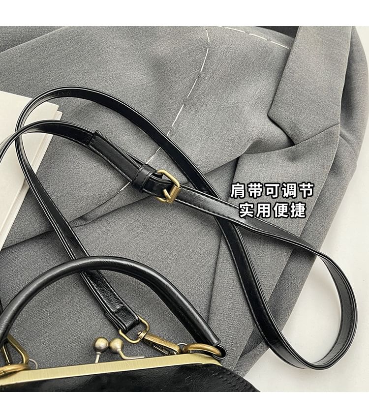 Crossbody Leather Faux Bag Clasped