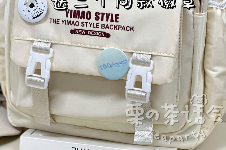 Lettering Multi-Pocket Backpack / Bag Charm / Set