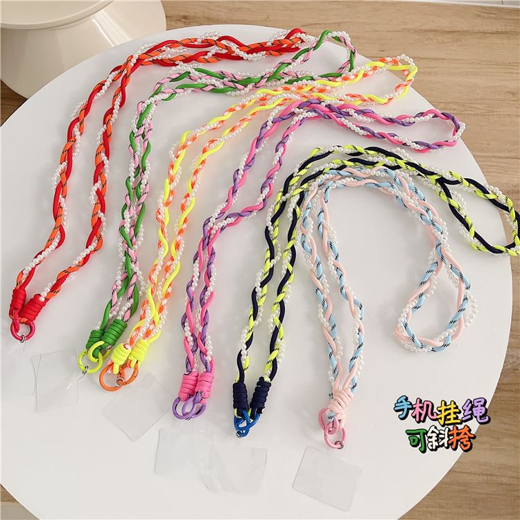 Pad Pearl Faux Lanyard Phone with Braided