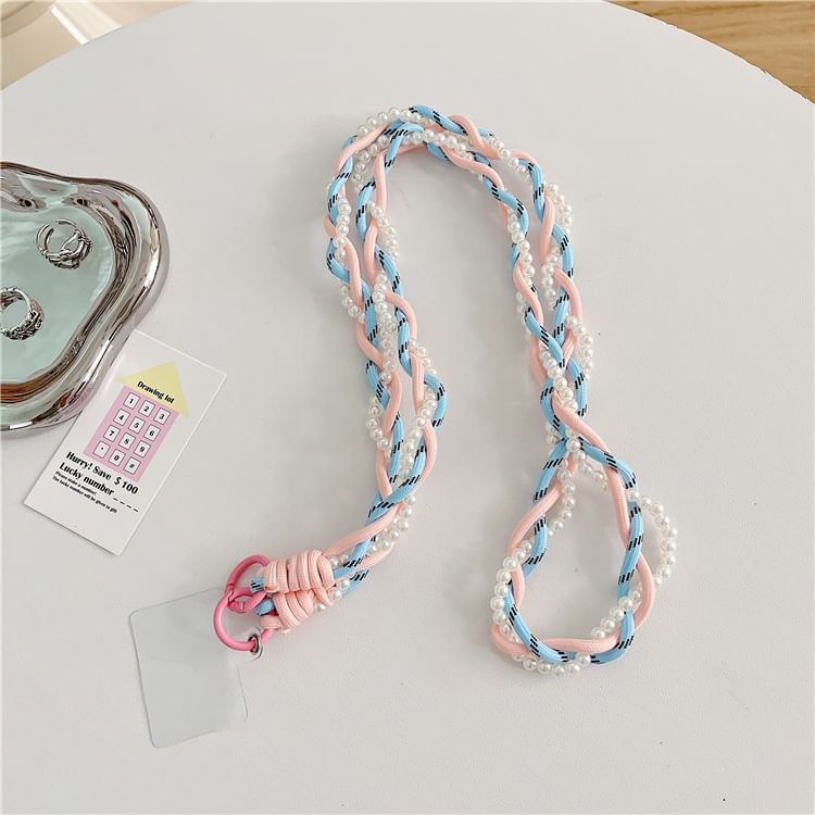Pad Pearl Faux Lanyard Phone with Braided