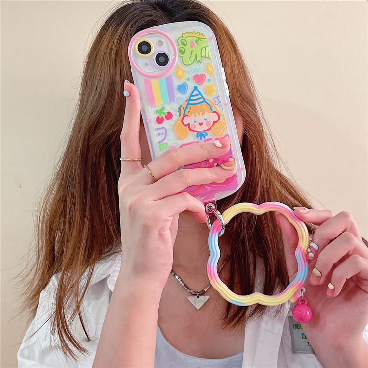 Hoop Lanyard with Wavy Strap Phone Pad
