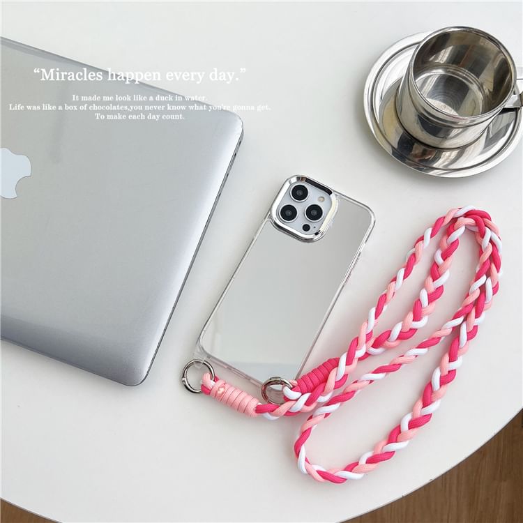 Braided Lanyard Phone Case - iPhone 15 Pro Max / 15 Pro / 15 Plus / 15 / 14 Pro Max / 14 Pro / 14 Plus / 14 / 13 Pro Max / 13 Pro / 13 / 13 mini / 12 Pro Max / 12 Pro / 12 / 12 mini