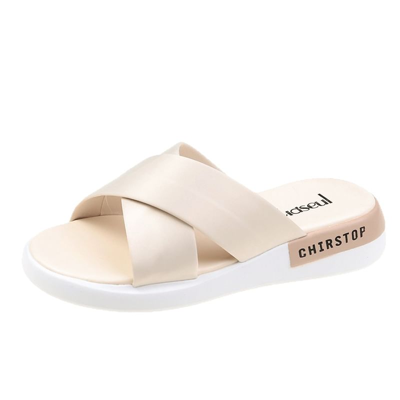 Sandals Wedge Lettering Slide Heel