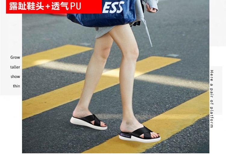 Sandals Wedge Lettering Slide Heel